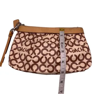 COACH Signature Brown Coated Canvas Wristlet thumbnail 8