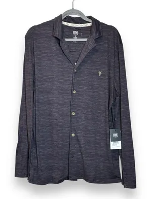 Frye Men's Heathered Notched Collar Premium Pajama Loungewear Top Size‎ M Black thumbnail 1