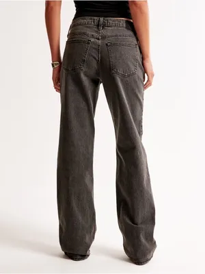 Abercrombie & Fitch Baggy Low Rise Jeans Gray Size 24 Short Distressed Hem thumbnail 2