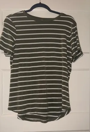 Old Navy Olive Green & White Striped Short Sleeve Tee thumbnail 1