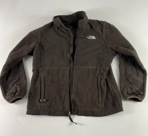 The‎ North Face Jacket Girls Large 14-16 Brown Full Zip Fleece Zipper Broken thumbnail 1