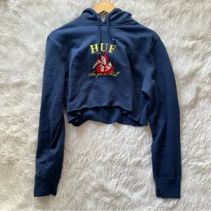 HUF See You in Hell cropped navy sweatshirt thumbnail 1