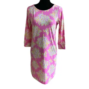 Crown & Ivy Pink‎ Coral Print Dress Lime NEW NWT Size XS Knit Preppy thumbnail 2