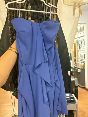 Express Strapless Ruffle Romper in Periwinkle thumbnail 2