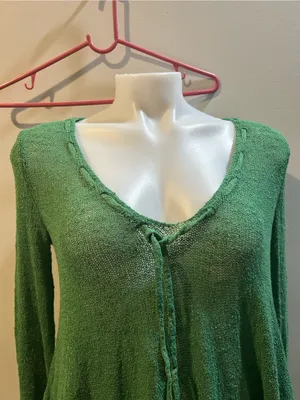 Free People Green Boho V-Neck Long Sleeve Tunic thumbnail 2