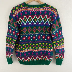 Vintage 90’s Coogi Vibes Multicolor Pattern Stripe Hand Knit Grandpa Sweater thumbnail 5