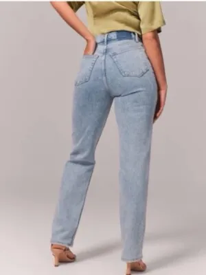 ABERCROMBIE & FITCH 90s Straight Ultra High Rise Crossover Waist Jeans Size 8/29 thumbnail 2