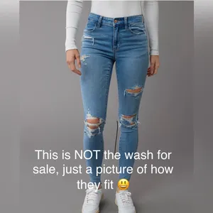 American Eagle Jeans Next Level Stretch High Rise Distressed Dark Wash Denim 8Rg thumbnail 9