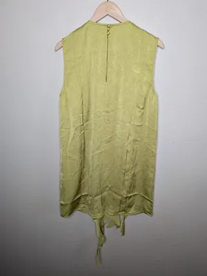 Baum Und Pferdgarten Sleeveless Ruffle Front Satin Dress Dark Citron Size 44 EU thumbnail 6
