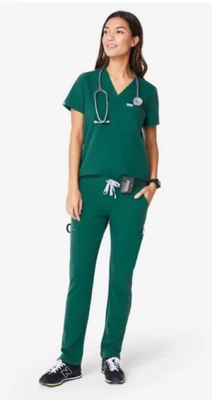 FIGS Hunter green Scrub Set Catarina top and Livingston pants limited edition thumbnail 1