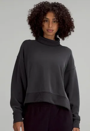 NWOT lululemon Softstreme turtleneck pullover, black, size 0. thumbnail 1