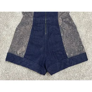 Pilcro Anthropologie Snake Print Denim Bustier Romper Shorts Size 4 thumbnail 6