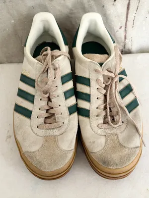 Adidas Originals Gazelle Bold Sneakers in Beige And Green thumbnail 4