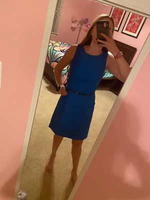 Royal Blue Belted Dress thumbnail 4