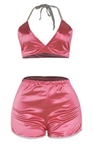 Pink Satin Short Set thumbnail 1