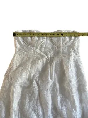 Lulus From this Day White Floral Jacquard Strapless Midi Dress Size L NWT thumbnail 13