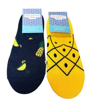 Uncommon Lot of 2 Pairs of Playful Women’s Socks One Size Blue Yellow thumbnail 1