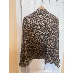 REBECCA MINKOFF Shirt Blouse Womens Size 3X Leopard Print Satin Button Up thumbnail 6