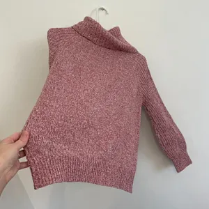 NINE WEST Cowlneck Sweater Mauve Pink White Marled Heather Cowl Neck Puff Sleeve thumbnail 13