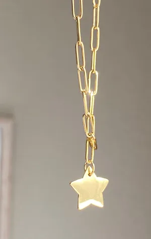 Handmade grunge y2k star swirl fully gold stainless steel chain necklace💫🌀 thumbnail 3