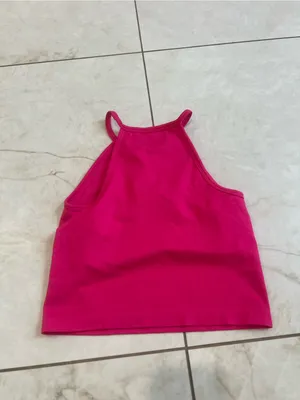 BEBE Hot Pink Studded Y2K Halter Tank Top Size Small thumbnail 3