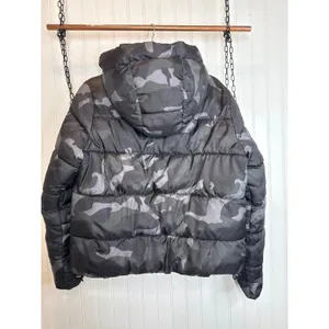 Sebby Hooded Crop Puffer Jacket Black Camo Full Zip Outdoor Gorp Womens Size M thumbnail 3