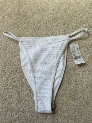 PacSun LA Hearts White Textured Crinkle High-Cut String Bikini Bottom NWT Small thumbnail 3