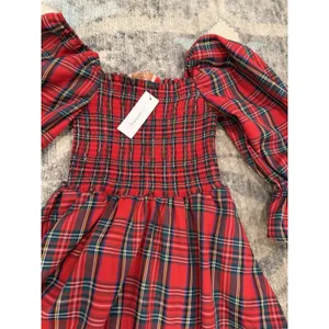 Audrey Parks Francesca's Effie Tartan Plaid Smocked Mini Dress XS NWT $70 thumbnail 15