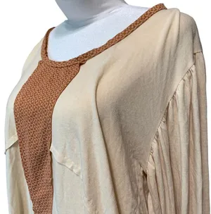 POL women's oversized small blouse, cream and brown thumbnail 4
