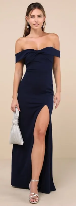 LULU's Sexy Prom Wedding Bridesmaid Elegant Sophisticated Off the Shoulder Maxi thumbnail 1