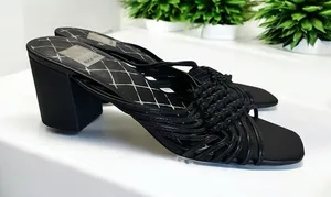 Dolce Vita Black Delana Woven‎ Leather Sandals 7.5 Block Heel thumbnail 1