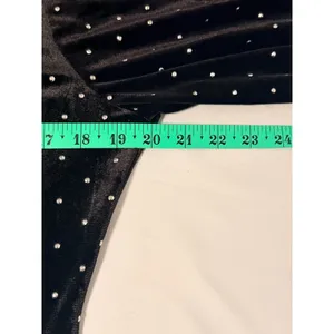 H&M Bodycon Dress Sz L Black Velvet Rhinestone Studded Scoop Back Mini thumbnail 7