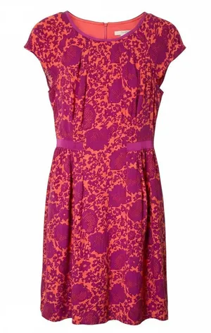 Boden Easy Day Cap Sleeve Mini Dress in Orange in Fuchsia Floral Size 4 EUC thumbnail 1