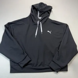 Puma Women's Black Pullover "Keeps You‎ Dry" Cropped Hoodie Sz. M Long Sleeves thumbnail 1