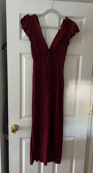 Maroon satin maxi dress Red thumbnail 1
