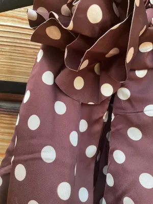 IEENA FOR MAC DUGGAL Size 10 Brown Polka Dot A-Line Halter Gown Rosette FLAWS thumbnail 10