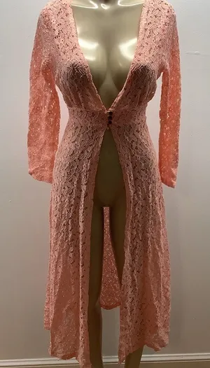 Impulsive Size Large Peach Cover Up Knitted 3 Button Closure Long Sleeve. New thumbnail 1