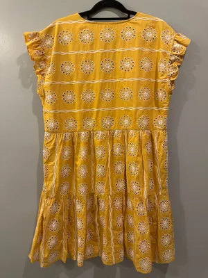 LOFT Eyelet V-Neck Ruffle Sleeve Henley Tiered Dress thumbnail 4
