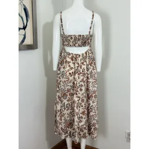 Old Navy Women’s Paisley Floral Cotton Poplin Smocked Cut-out Midi Dress Boho S thumbnail 5