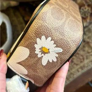 Coach Authentic Signature floral canvas/ smooth leather top zip Crossbody thumbnail 5