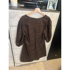 Universal Threads Womens Leopard Puff Sleeve Ruched V-Neck Mini Dress Brown 16 thumbnail 6
