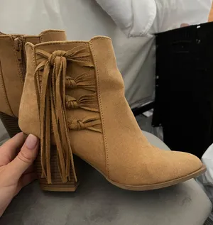 Charlotte Russe Tan/Camel Booties With Fringe thumbnail 1