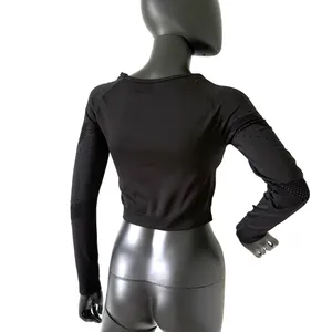 Gym Top T-shirt Crop Top Blouse Cover Up Tee Long Sleeve Sport Tee Slim Fit Top thumbnail 4