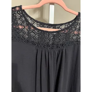 Cupio Black Lace Yoke Flowy Long Sleeve Top XL Witchy Soft Gothic Romantic‎ Boho thumbnail 3