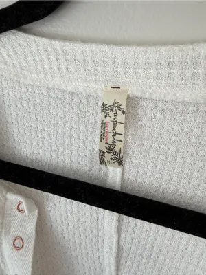 Free People One Of The Girls Henley Long Sleeve Thermal Shirt White Medium thumbnail 3