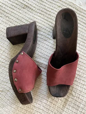 Burgundy Mules/ Clogs Size 9 thumbnail 1