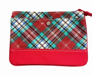 Lands End Red Plaid Fabric Wristlet‎ thumbnail 1