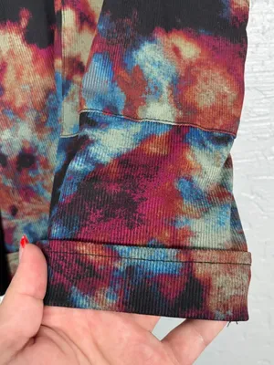 Lularoe Women XL Black Blue Orange Tie Dye Jessica Shorts Pockets Drawstring thumbnail 2