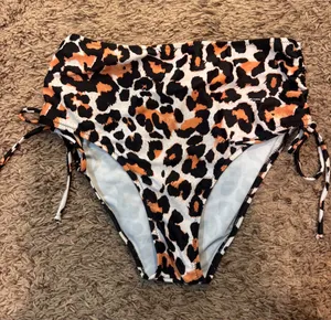 Womens‎ Leopard Print High Waist Bikini Bottoms Size Small Side Ruched Swim thumbnail 1