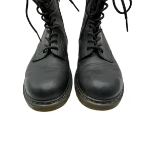 Dr. Martens Junior Softy Leather Boots Women 7 Black Side Zip Lace Up Combat thumbnail 5